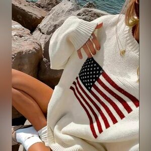 Never worn size large American flag sweater